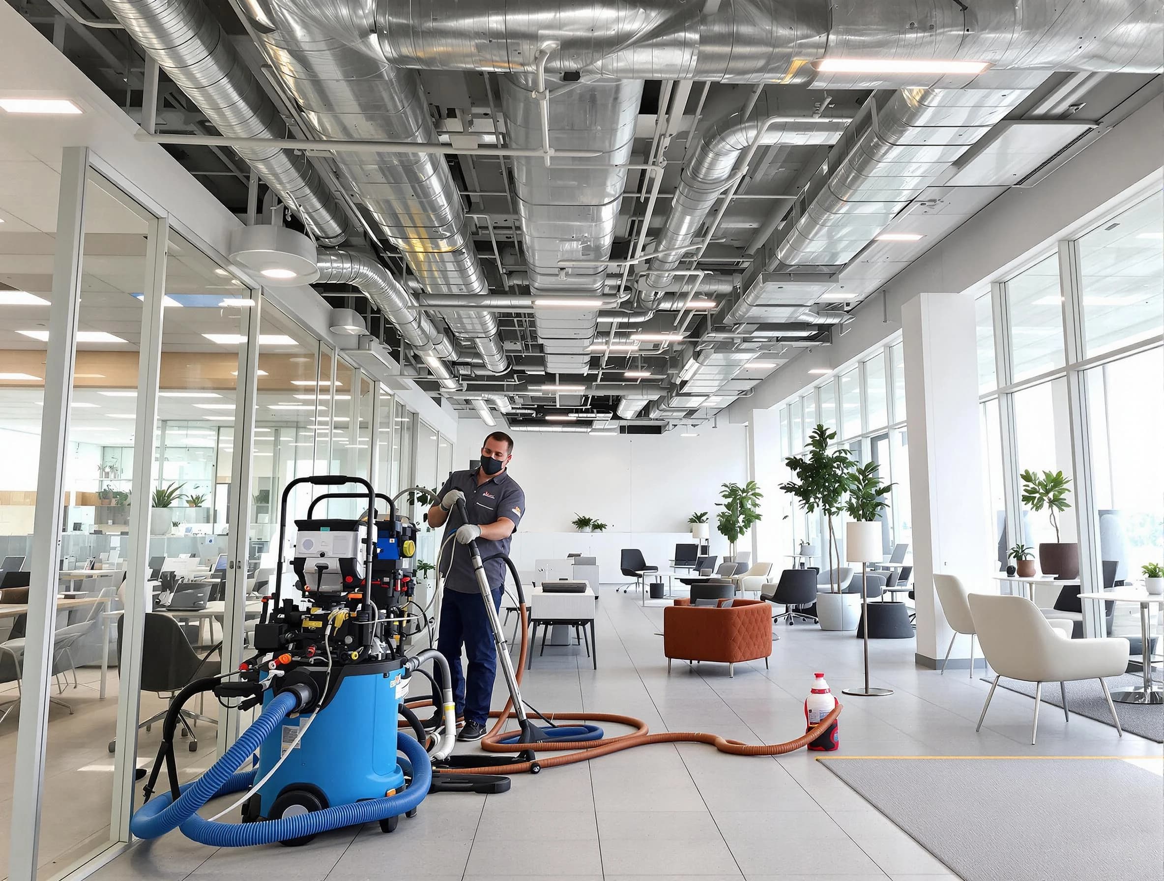 Canton Air Duct Cleaning team conducting comprehensive commercial duct cleaning at a business location in Canton