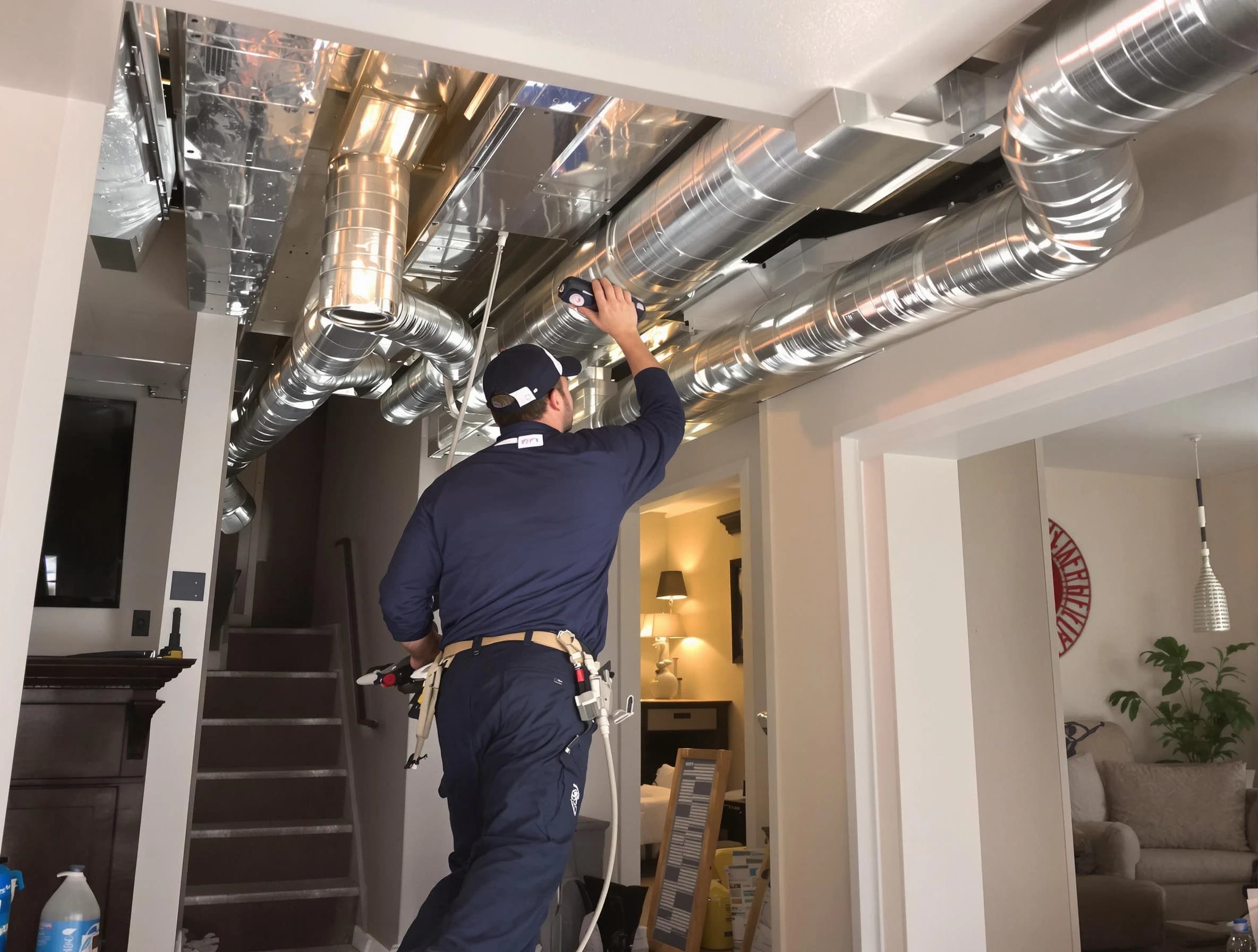 Canton Air Duct Cleaning expert performing specialized duct cleaning in a mobile home in Canton